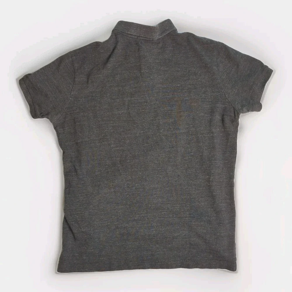 Ralph Lauren Polo Shirt Mens Large Charcoal Custom Fit Red Pony 100% Cotton